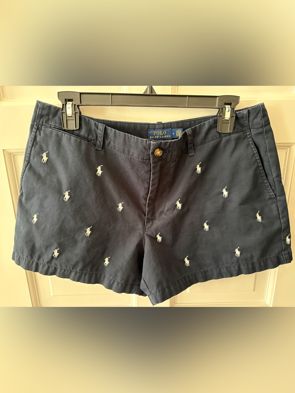 Ralph Lauren Ladies Shorts Navy with White Pony Embroidery Sz 6